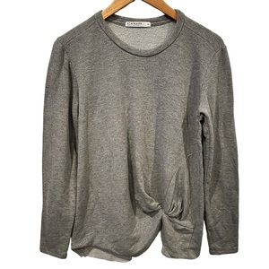 Stateside Women's Crewneck Long Sleeve Gray Top With Side Twist Size medium M